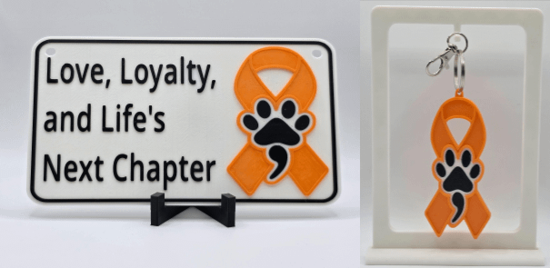 🧡 Orange Awareness Ribbon Bundle | Sign + Keychain product image (1)