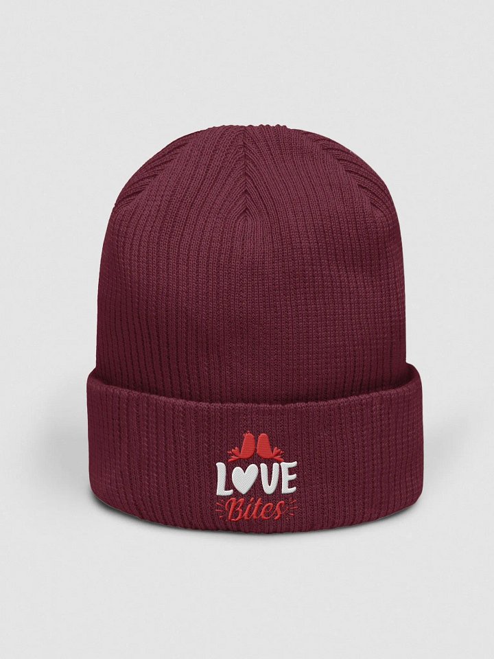 Love Bites Embroidered Organic Cotton Ribbed Beanie product image (1)