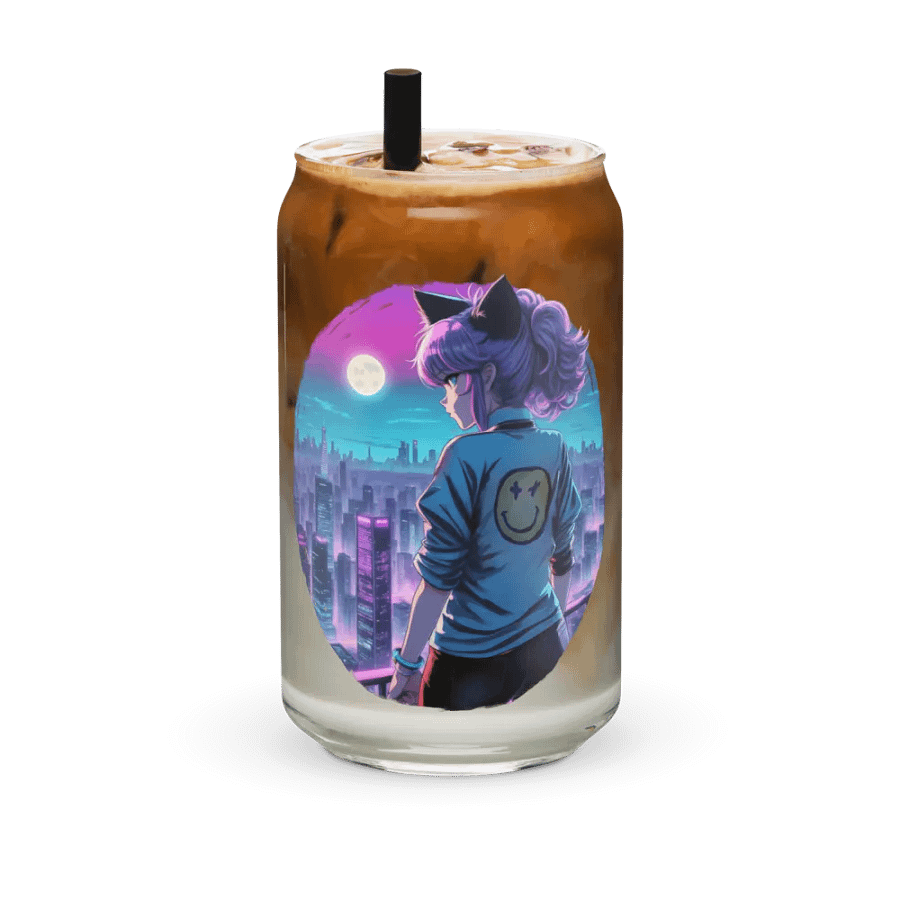 Anime Catgirl Rooftop Cool Can Drinking Glas product image (36)