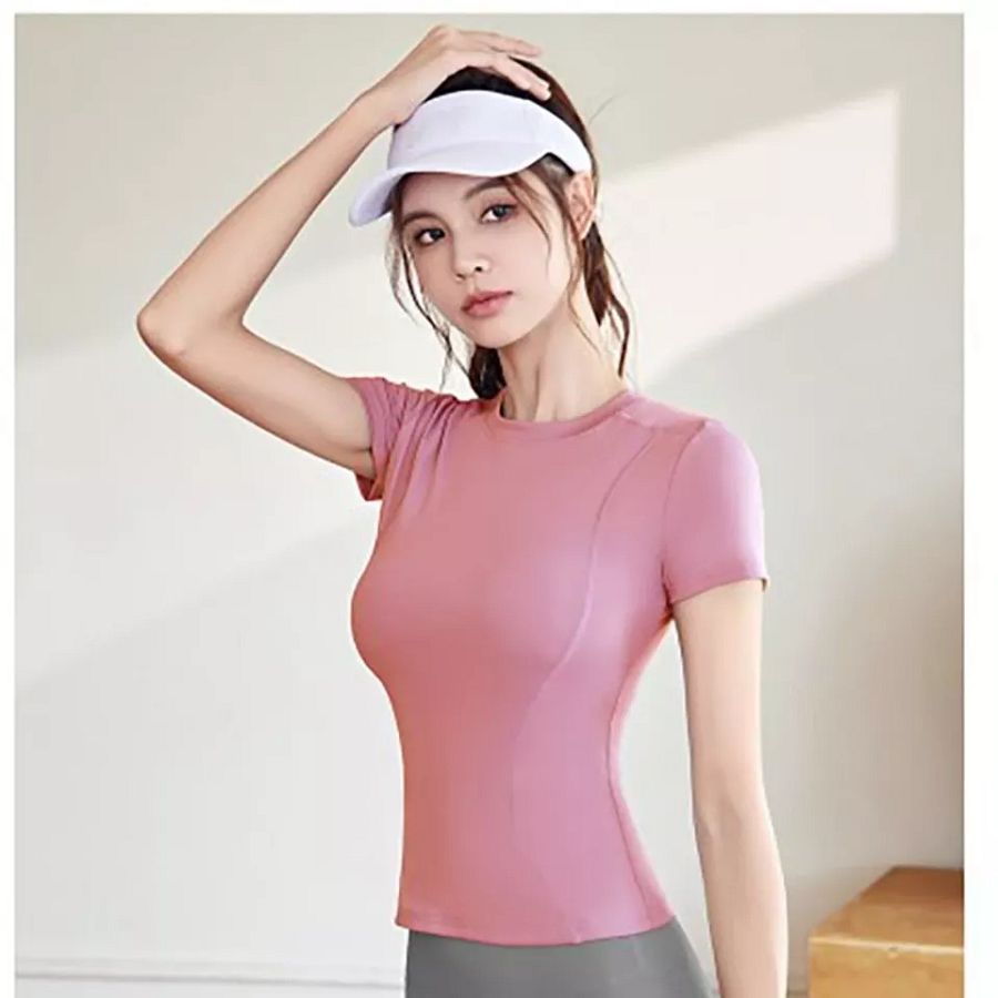 Athletic Yoga T-shirt Slim Fit Summer T-shirt Trendy Workout Tops Girls product image (5)