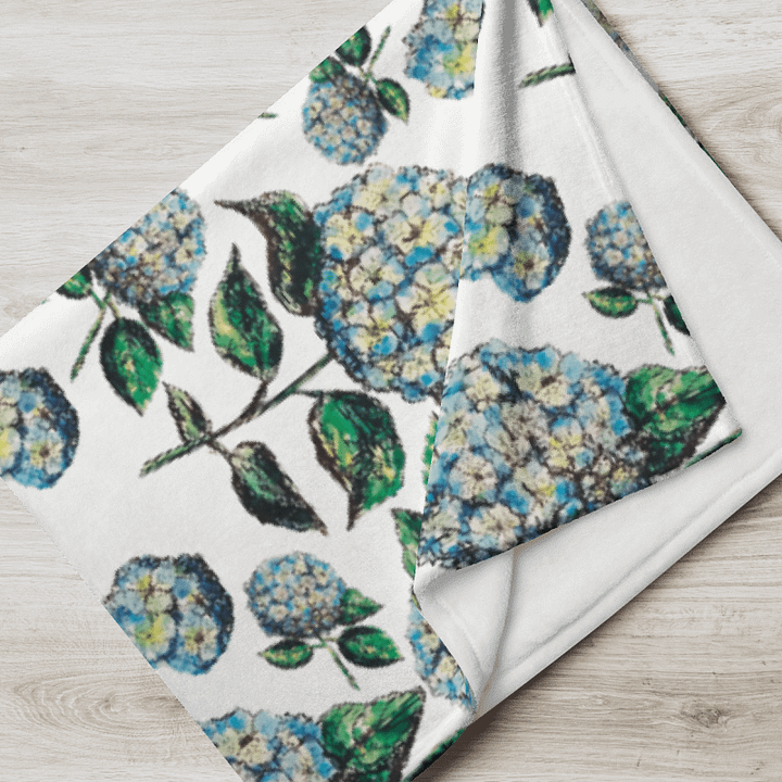 Blue Hydrangeas | Coastal Floral Throw Blanket in Soft Fleece product image (1)