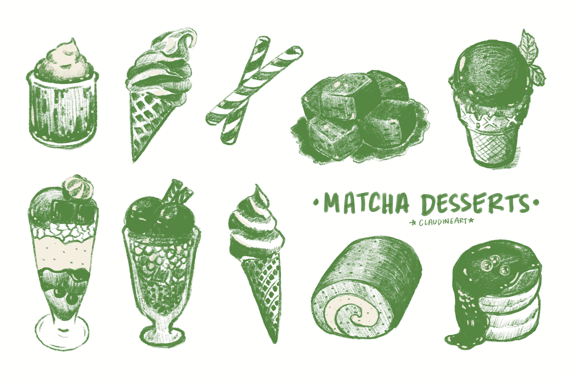 Matcha Desserts Sticker Vinyl Sheet product image (1)