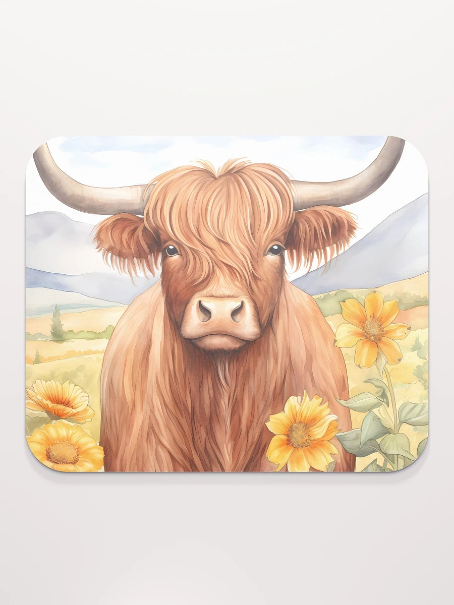 Highland Cow Floral Mouse Pad product image (2)