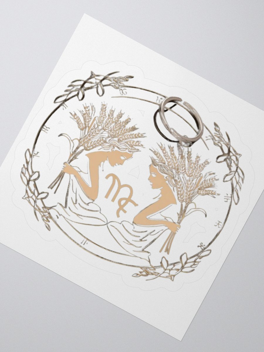 Virgo Zodiac Sticker - Maiden with Wheat & Floral - Durable Vinyl product image (4)