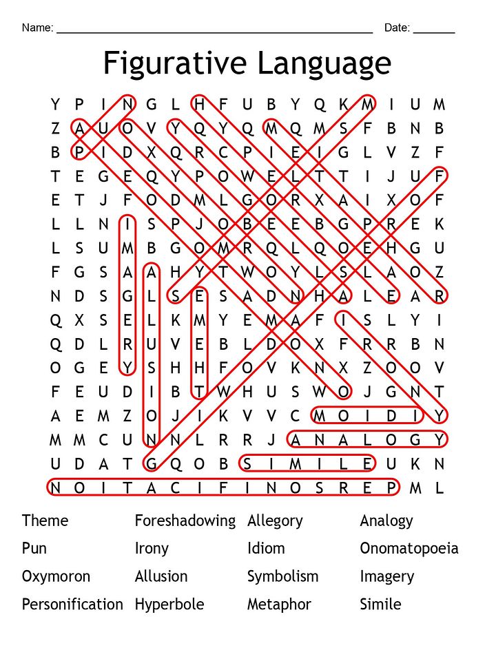Printable Figurative Language Word Search – 16 Key Terms! product image (2)