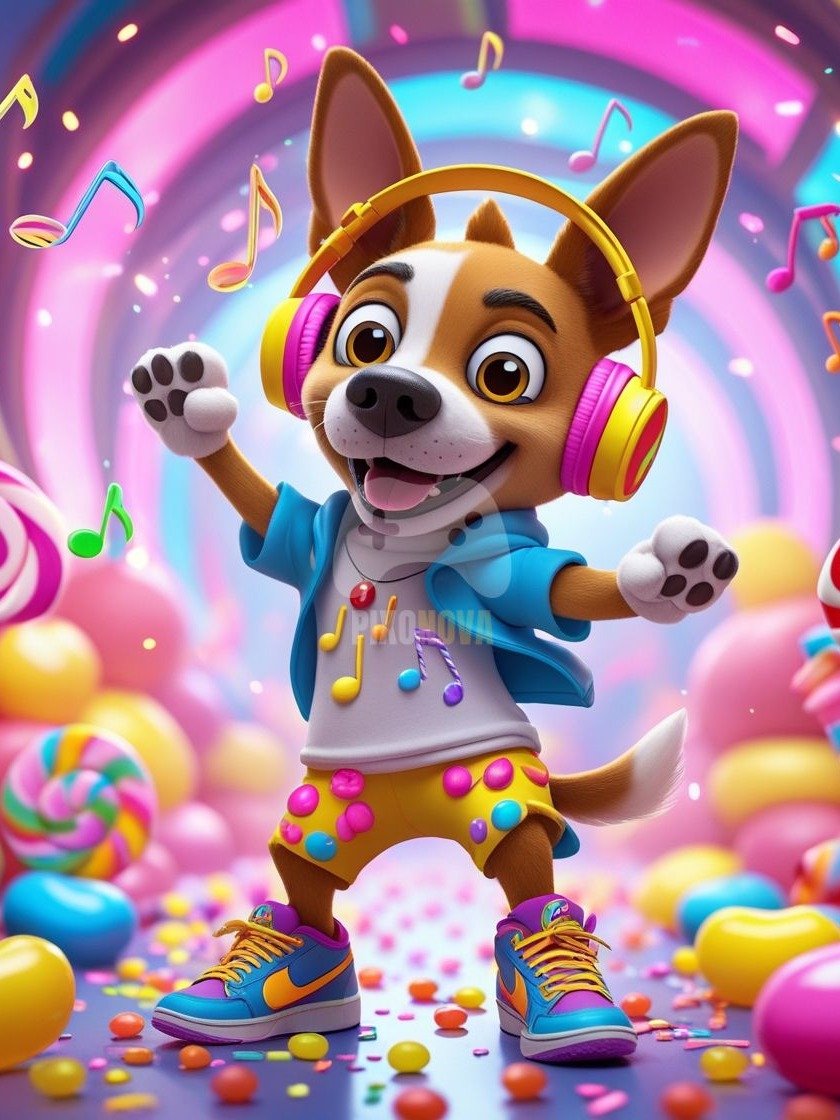 Pixel Party Parade – Track 5: Jellybean Jam (Dog Mascot Edition) | 1120x1120 px | 4 Variations | PNG + PDF product image (1)