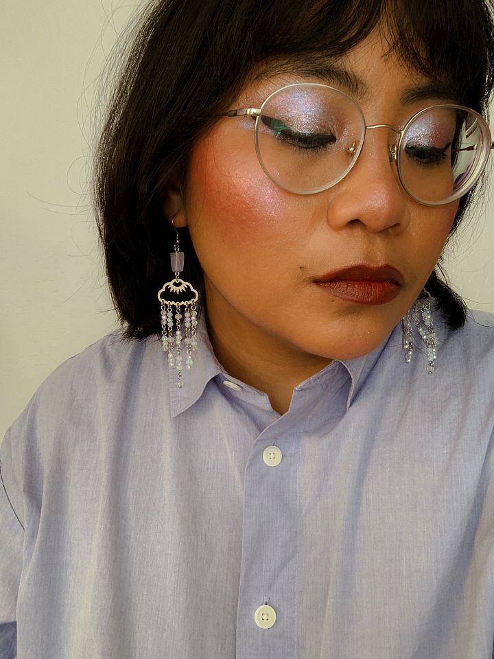 Raincloud - Blue lace agate and moonstone earrings product image (2)