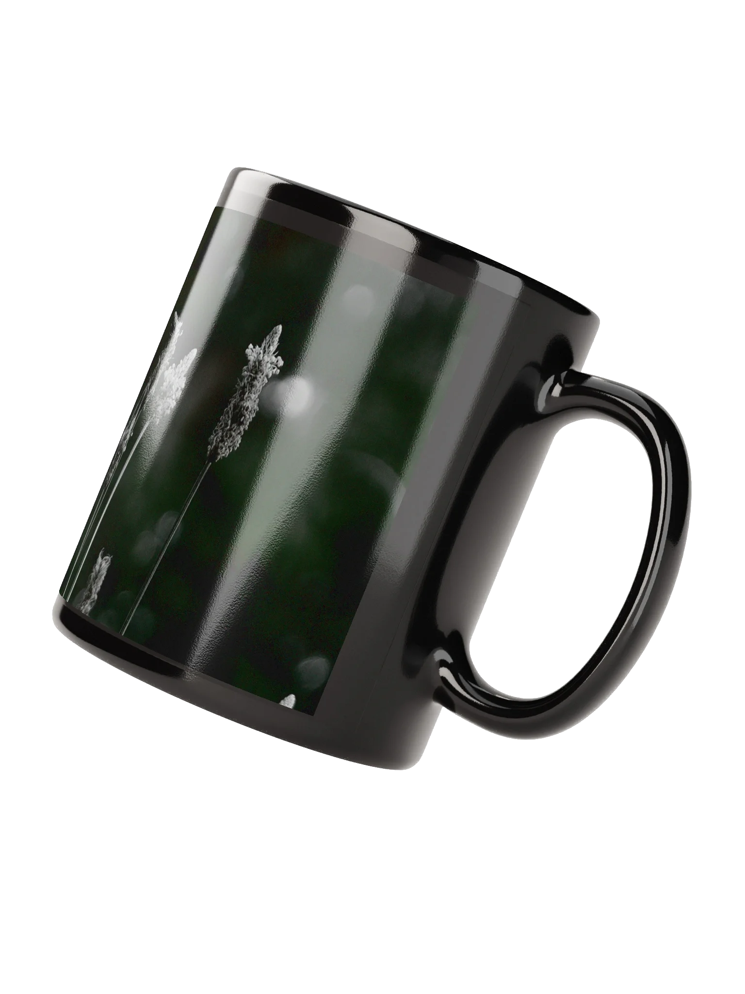 Keramiktasse schwarz - Wildblumen schwarzweiß product image (2)