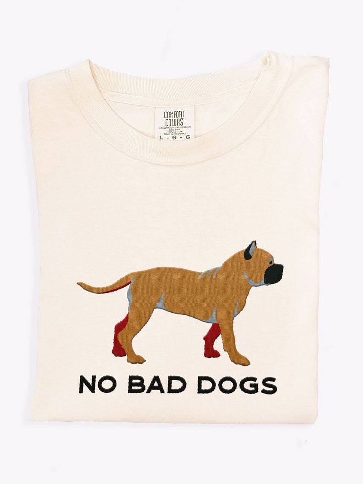 No Bad Dogs T-Shirt(Embroidered) of an American Bully(Tan) product image (1)