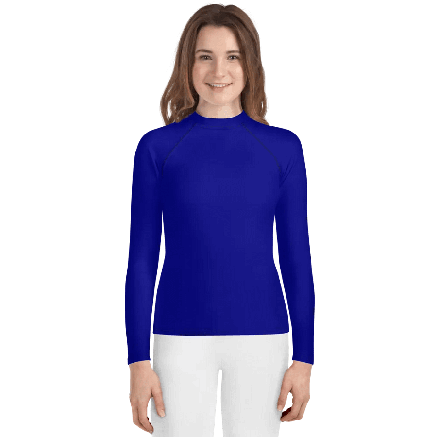 Youth Plain Color Navy Blue Rash Guard product image (1)