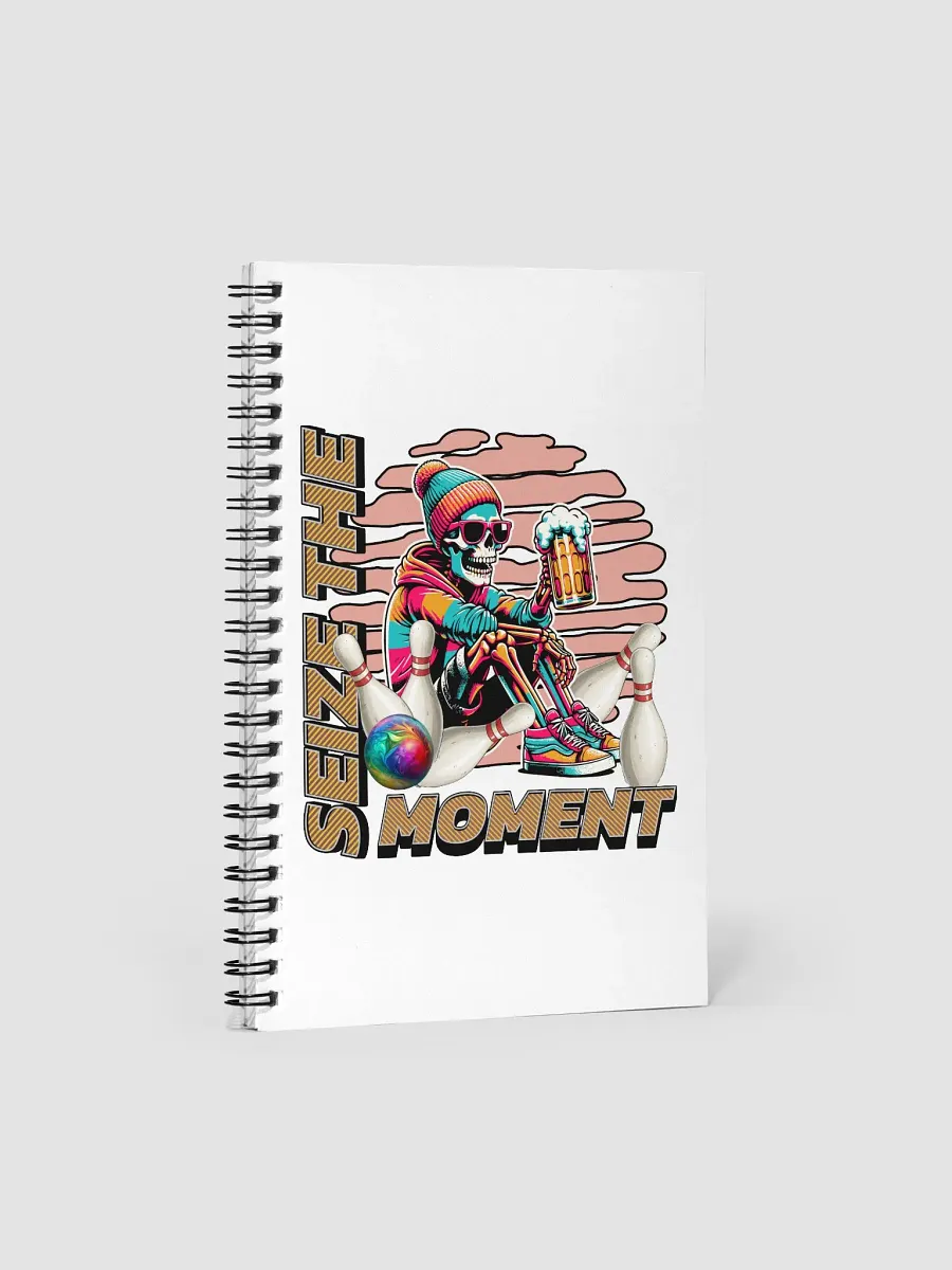 Seize the Moment Skeleton Beer Bowling Spiral Notebook product image (2)