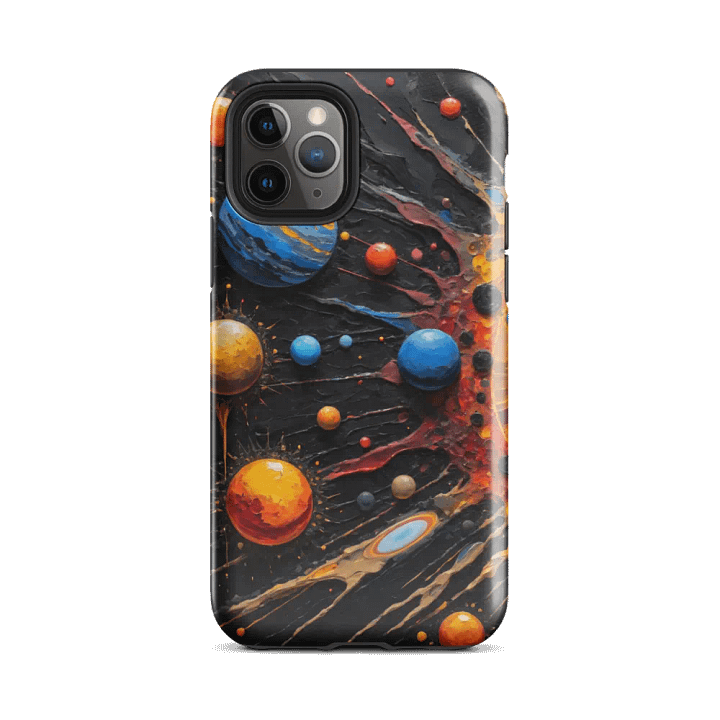 Tough Phone Case for iPhone® - Abstract Palette Knife Oil Painting of a Solar System product image (2)