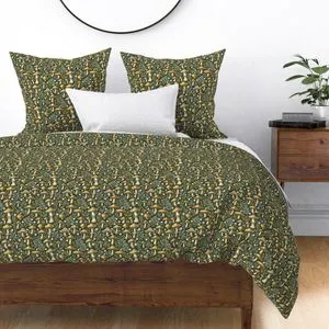Seamless Pattern - Golden Mushrooms on Dark Green product image (2)