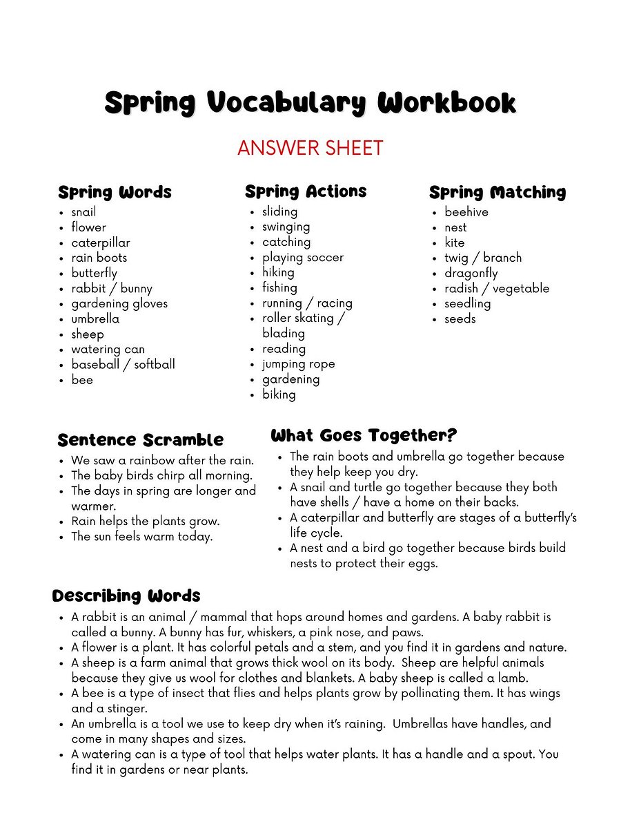 Spring Vocabulary Workbook for Kids – Fun Printable Activities for Learning Spring Words (Ages 5–8) product image (8)