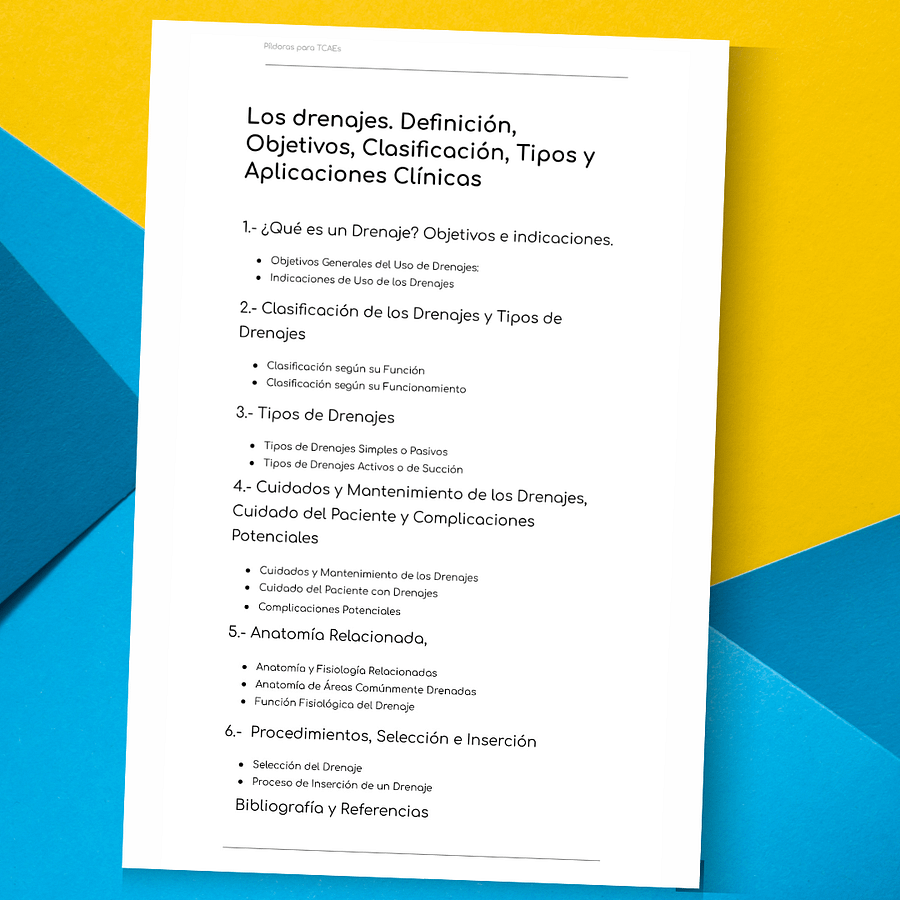 Drenajes para TCAEs: Definición, Objetivos, Tipos y Cuidados. Resumen Completo product image (2)