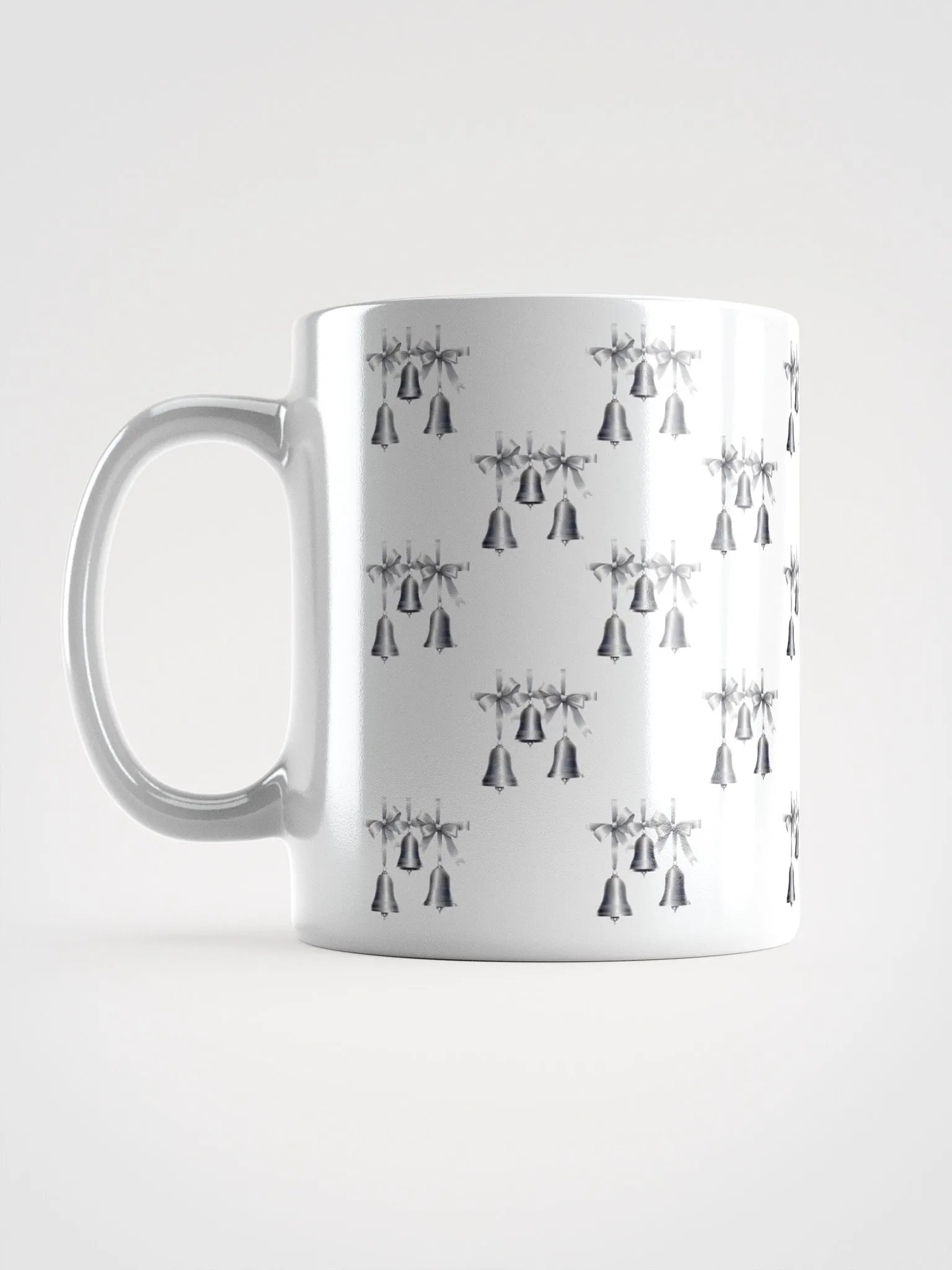 Silver Sleigh Bells Pattern Design White Mug product image (18)
