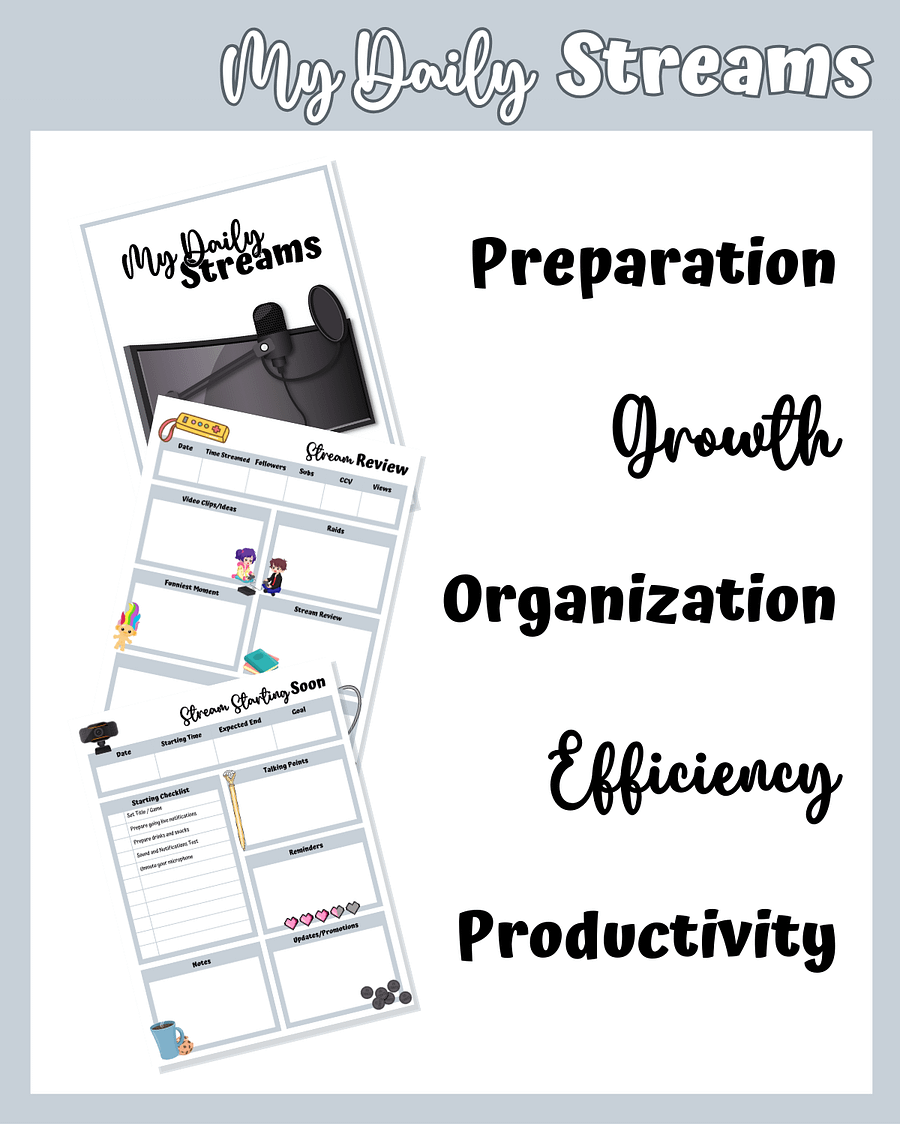 My Daily Stream Planner - Grey Edition | Digital Stream Starting Soon & Review Pages product image (4)