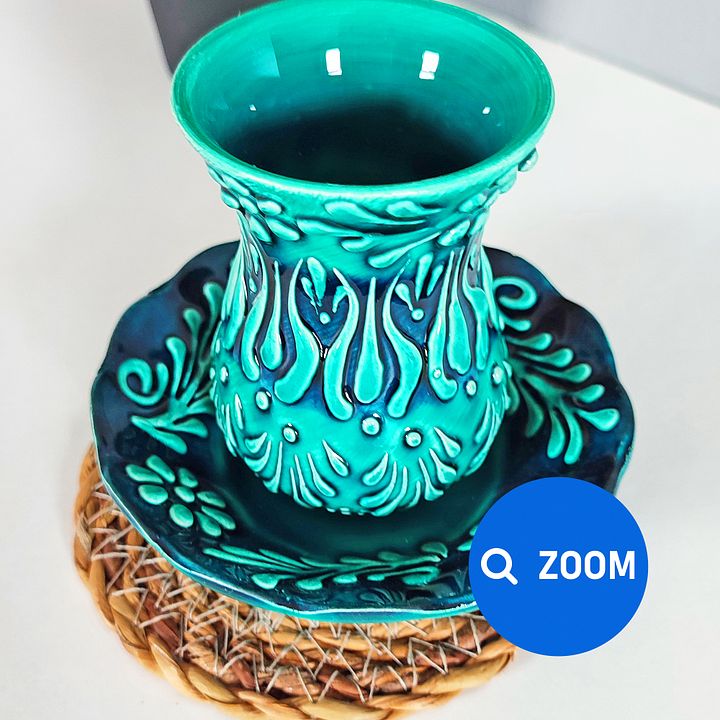 Ceramic tea cup, turquoise/green/emerald mug — handmade pottery, handmade ceramic, home decor, handmade gift, Turkish ceramic product image (2)
