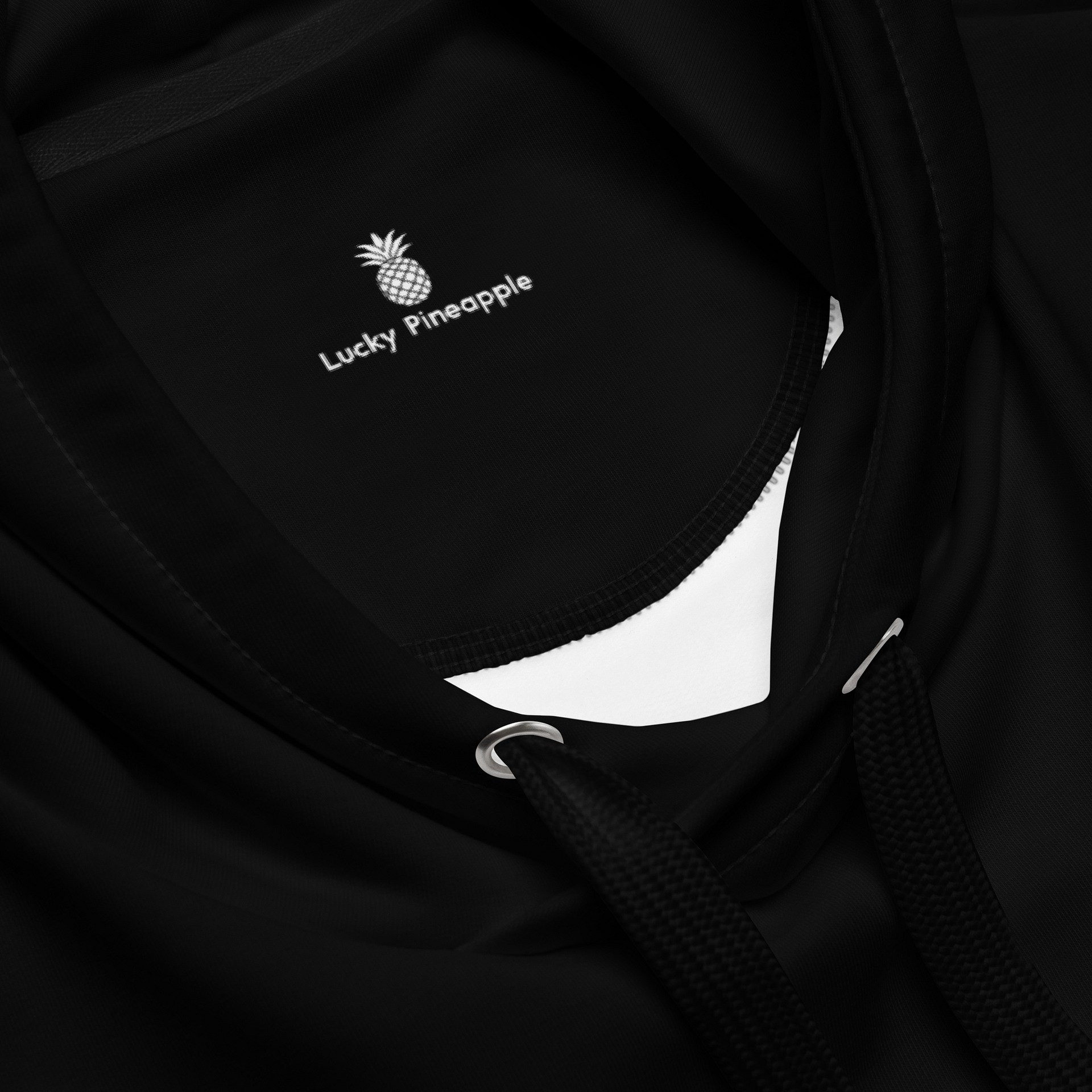 Black Solid Color Eco Friendly Pullover Unisex Hoodie (Black Strings & Stitches) product image (4)