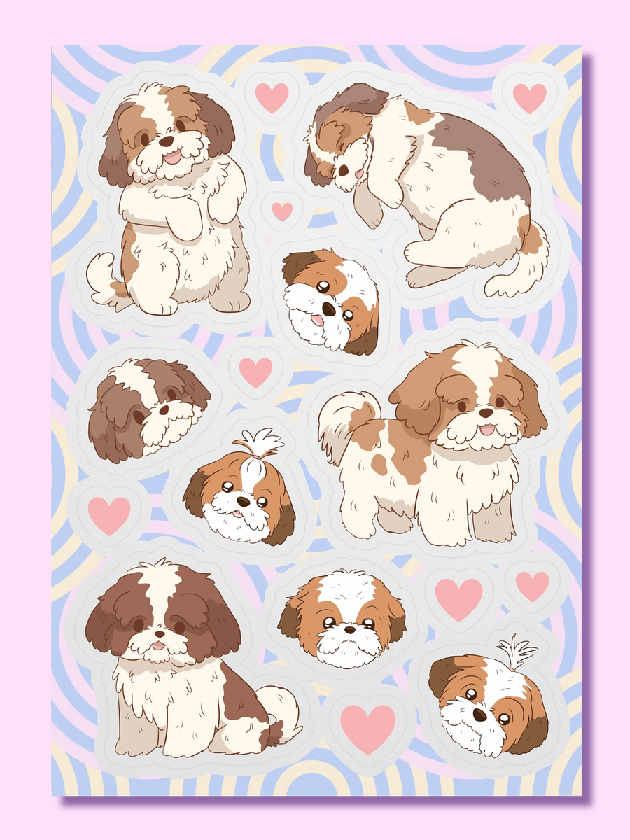 Fluffy Shih Tzu Dog Kiss-Cut Sticker Sheet product image (1)