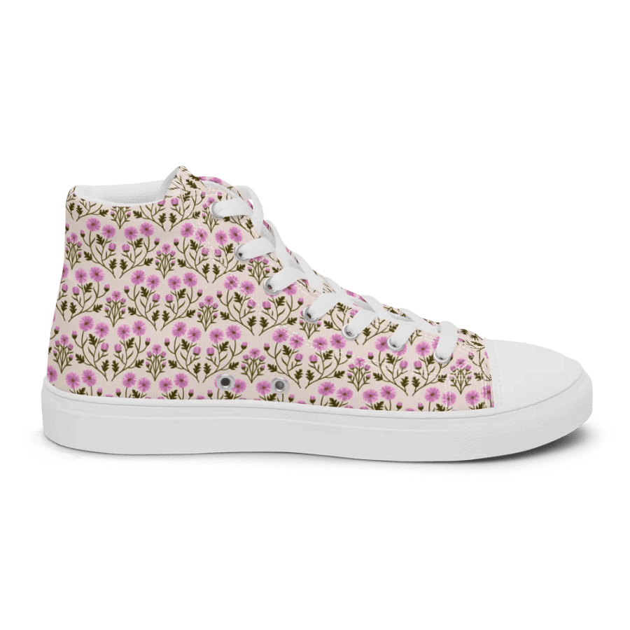 Harmony of Mums - Pink and Green - Women High Top Canvas Shoes product image (10)