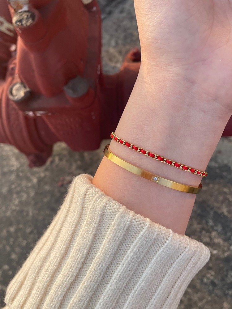 Brushed Matte Single Drill Bracelet | 18K Gold Plated product image (12)