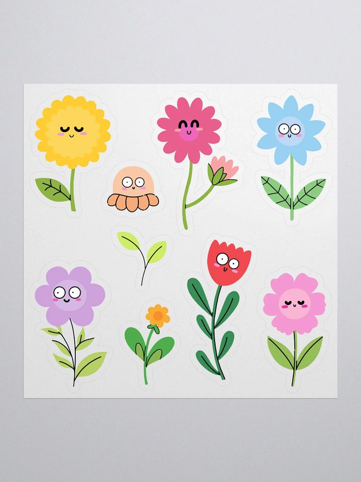 Kiss-Cut Kawaii Flower Stickers Pack – Cute Floral Stickers Sheet for Crafting and Decorating product image (1)