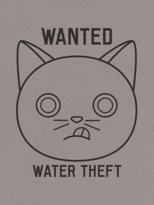 Wanted Unisex Long Sleeve Tee, Water Theft, Black Print product image (1)