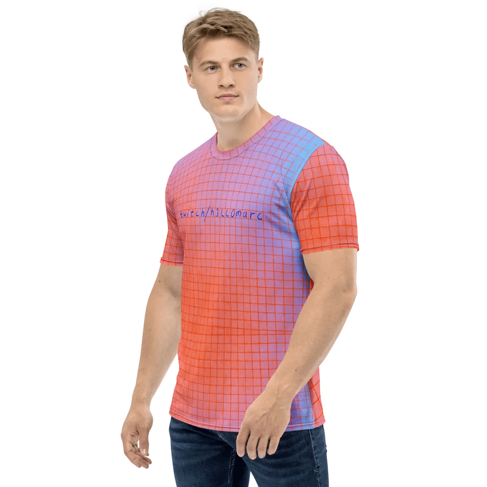 twitch/h3llomarc red/blueish squared Crew Neck T-Shirt product image (6)