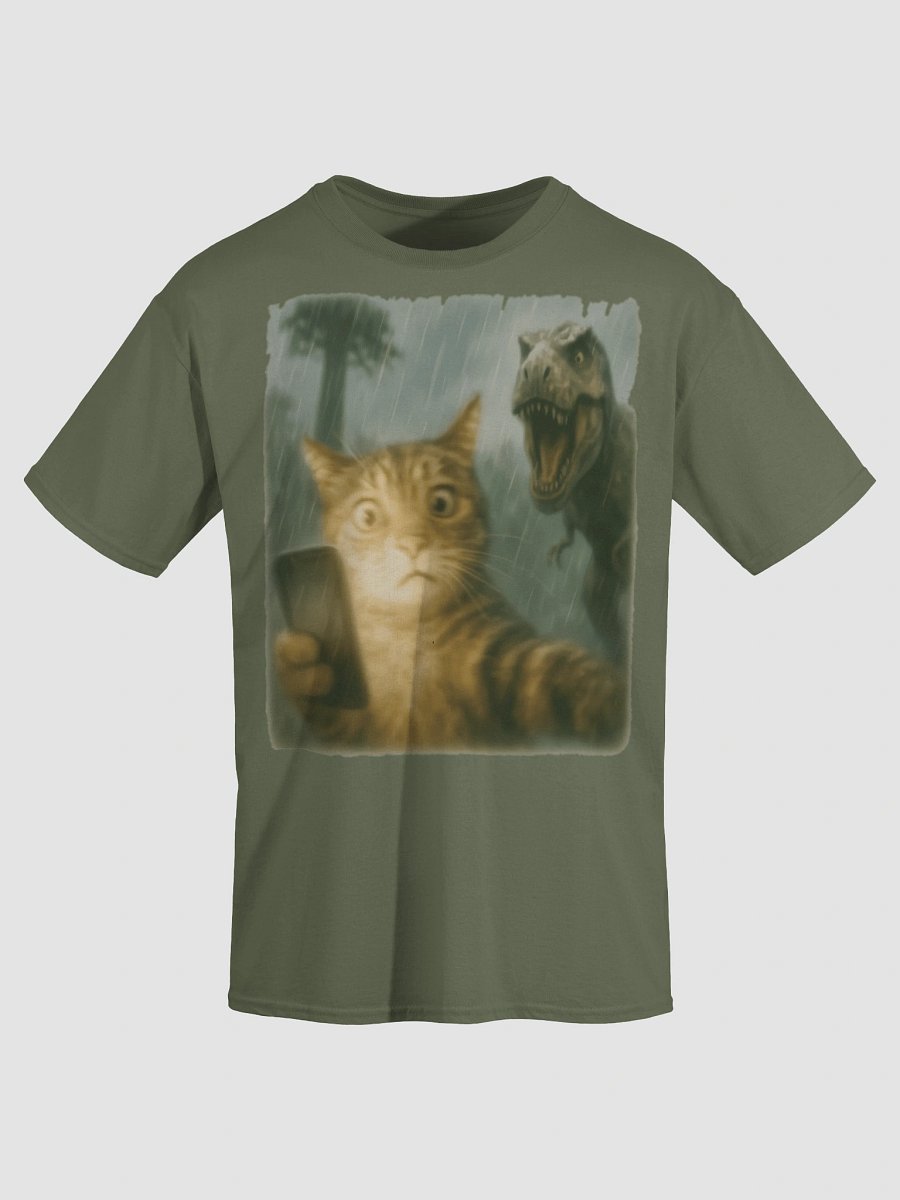 Confused Cat Selfie Dinosaur T-Shirt - Funny Dino & Kitten Tee product image (9)
