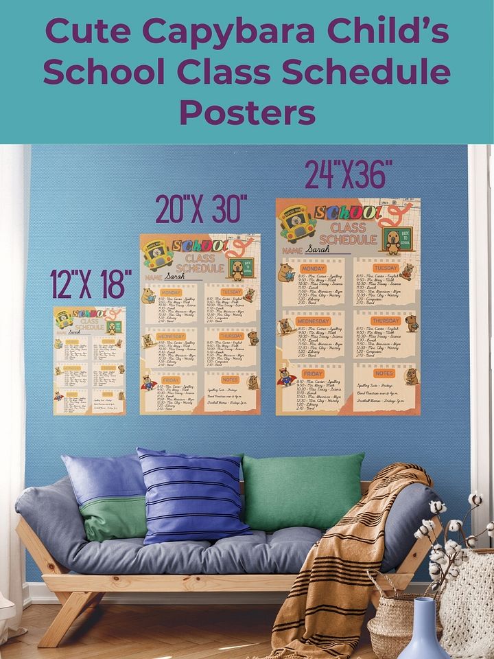 Cute Capybara School Class Schedule Poster product image (1)