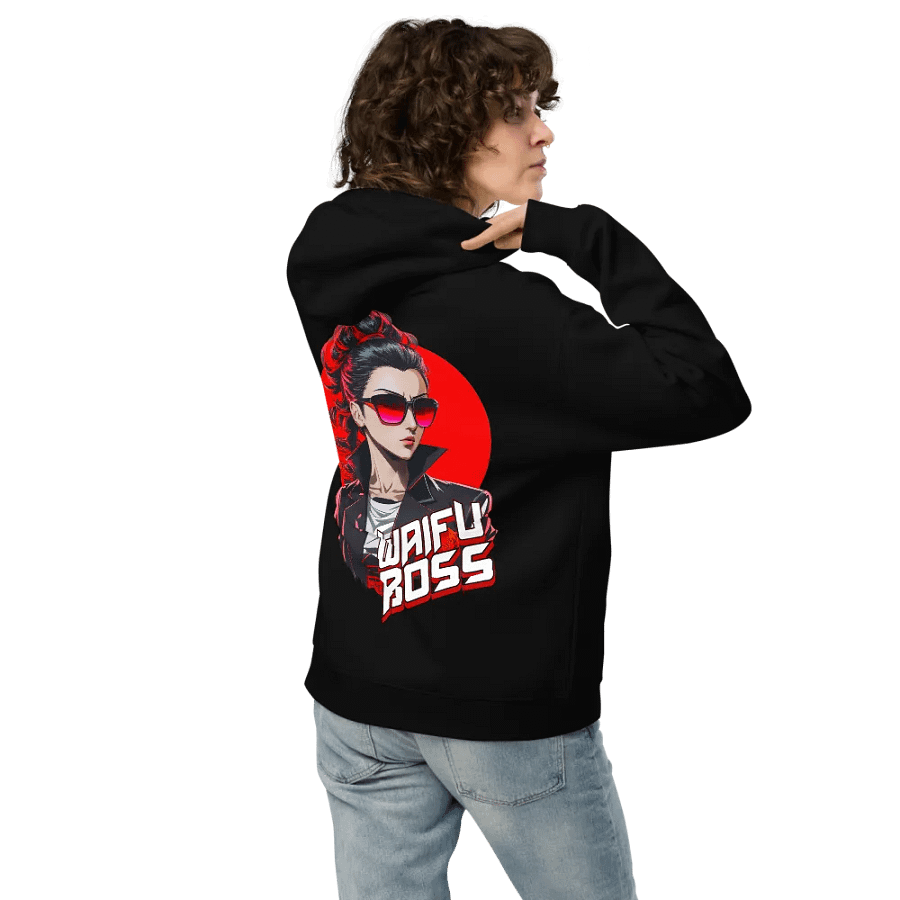 Waifu Boss - Premium Hoodie - Black - v2 - Back Printed Design product image (2)