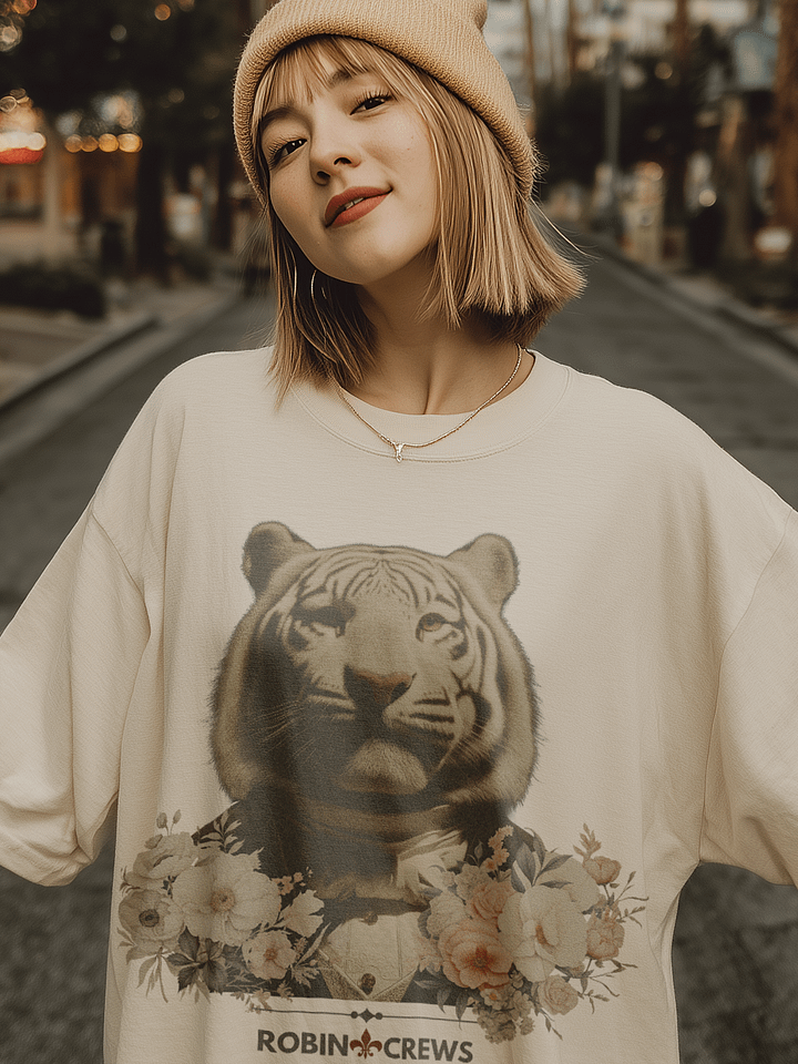 White Tiger Floral T Shirt Vintage Animal product image (1)