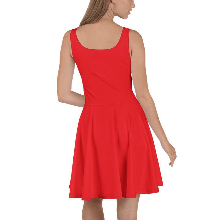 Tomato Red Solid Color Fit and Flare Skater Dress product image (1)