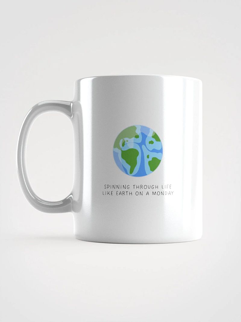 Cartoon Globe Earth White Glossy Mug | Space-themed Daily Essentials
