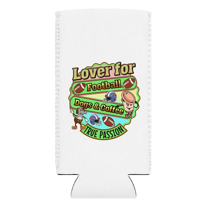 Lover For Dogs Coffee Football Whimsical Passion Can Cooler product image (1)
