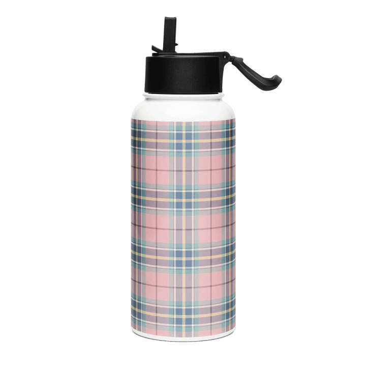 Pastel Pink Plaid Water Bottle product image (2)