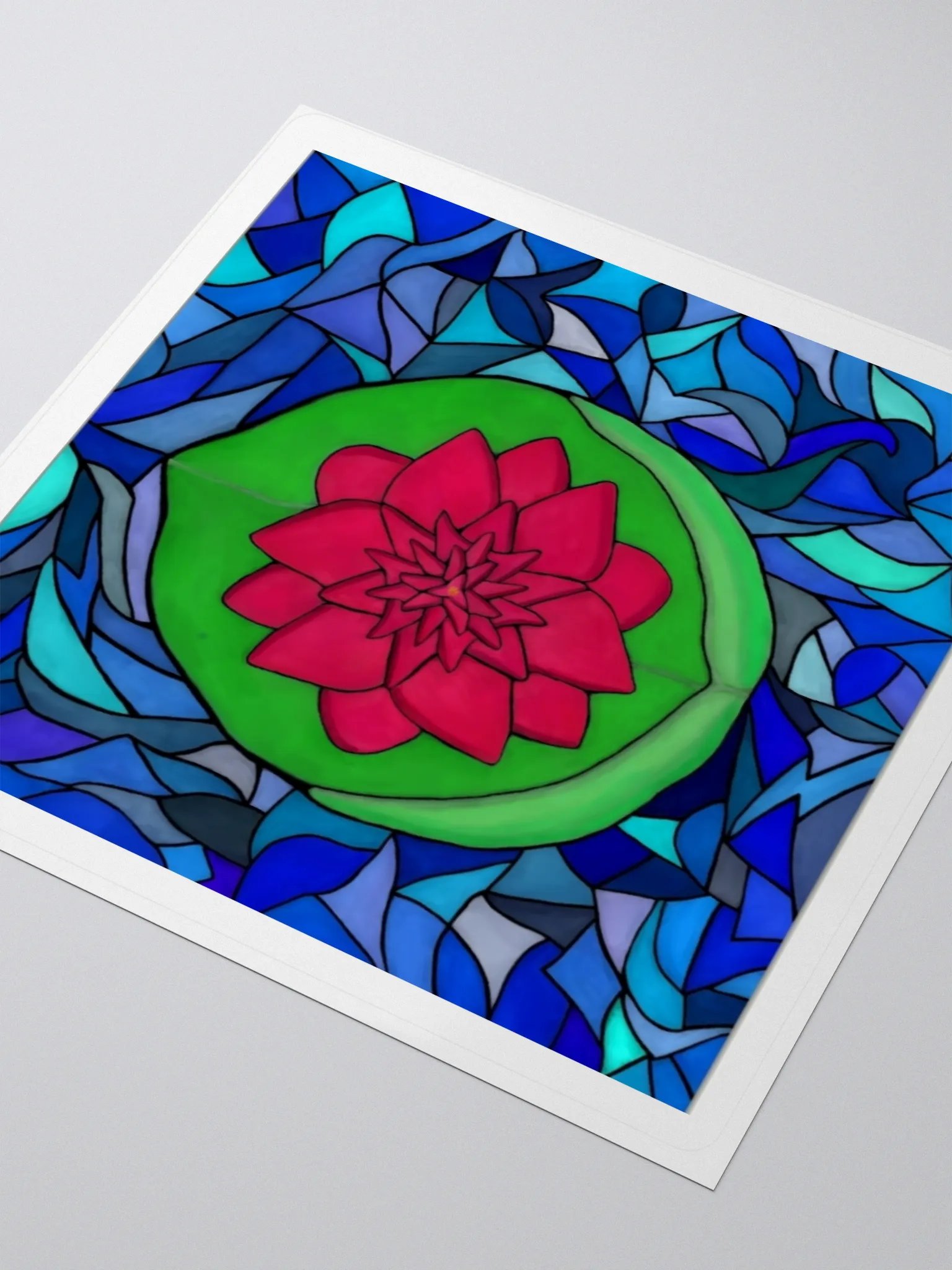 Stained Glass Reddish Pink Lilypad Kiss Cut Stickers product image (5)