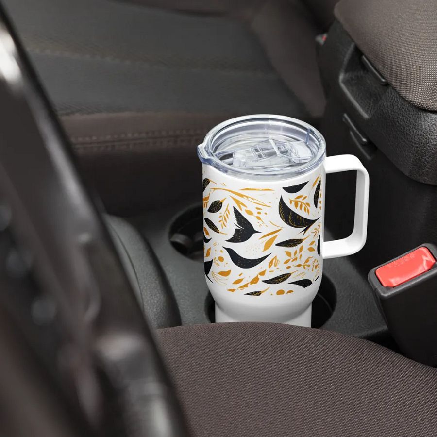 Artistic Crow Pattern Travel Mug product image (7)