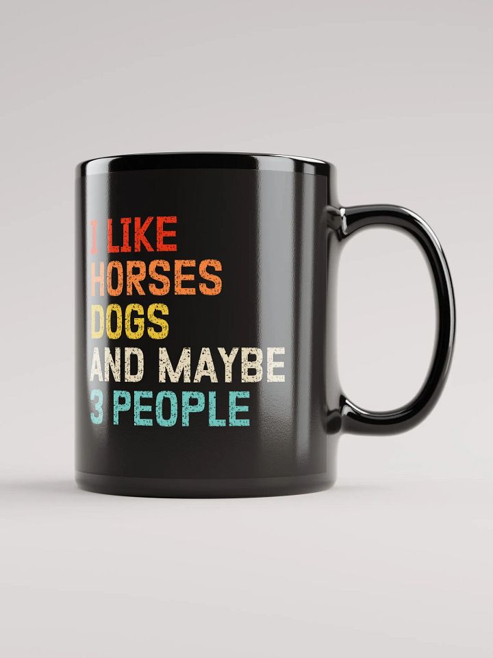 "Horses, Dogs and 3 people" black glossy mug product image (1)