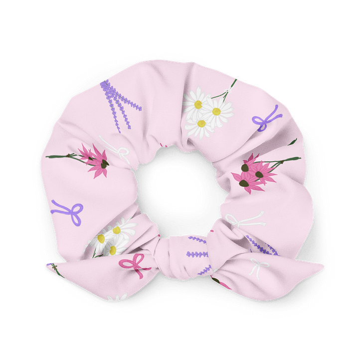 Wildflowers and Bows Pattern- Pink Background Scrunchie product image (1)