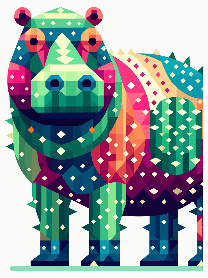Free Geometric Hippo PNG Art - Transparent Background, Low Poly Animal Illustration product image (1)