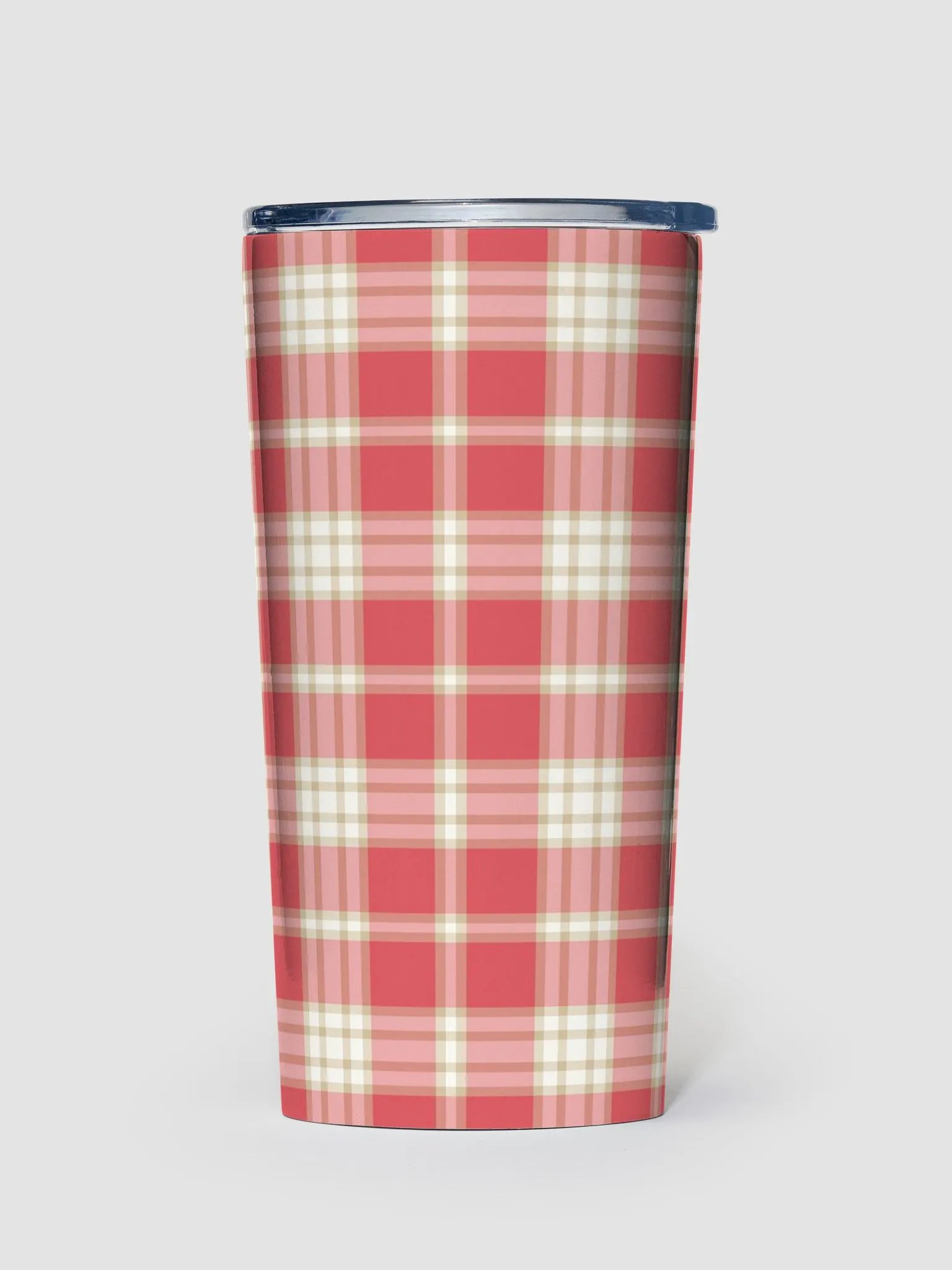 Coral Pink Plaid Travel Tumbler product image (2)