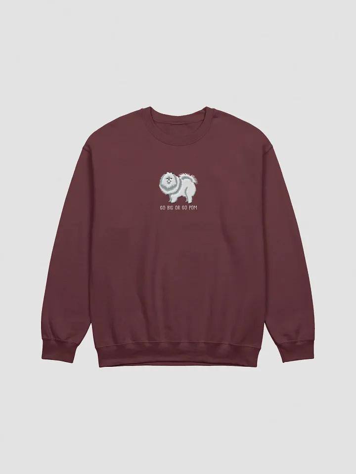 Go Big or Go Pom Sweatshirt (Embroidered) of a Pomeranian(White) product image (10)