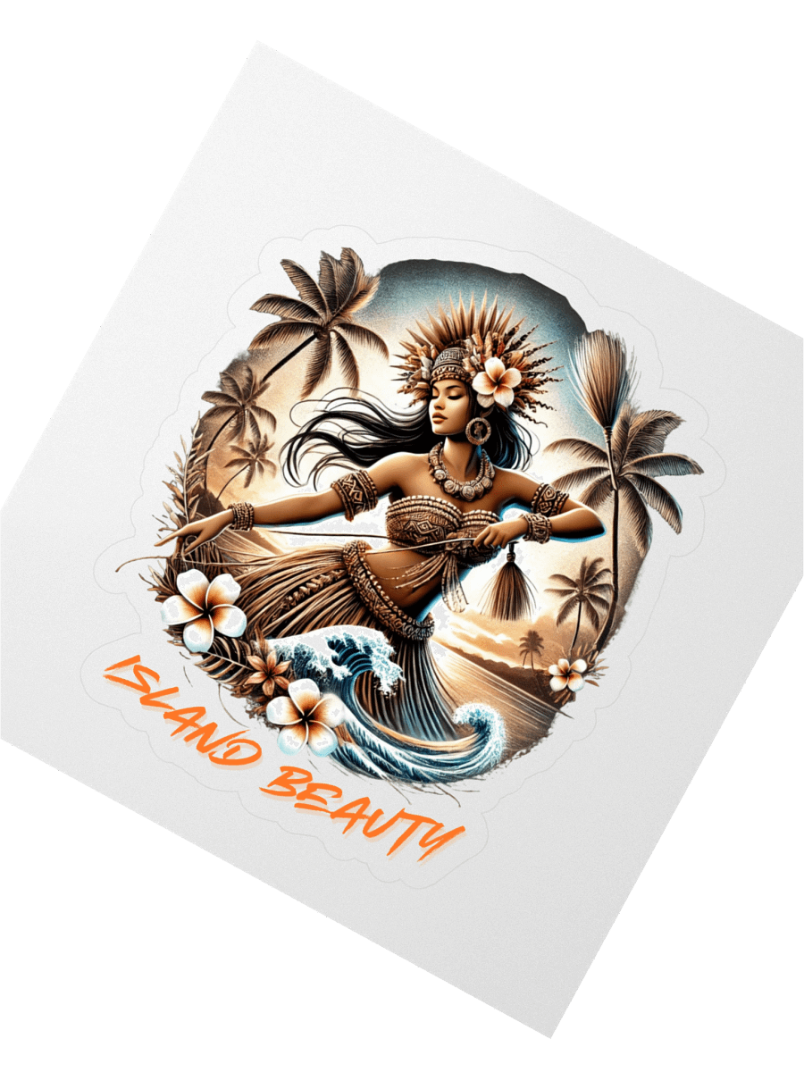 Island Beauty – Polynesian Tribal Design Kiss Cut Sticker for Island Pride & Tropical Vibes product image (2)