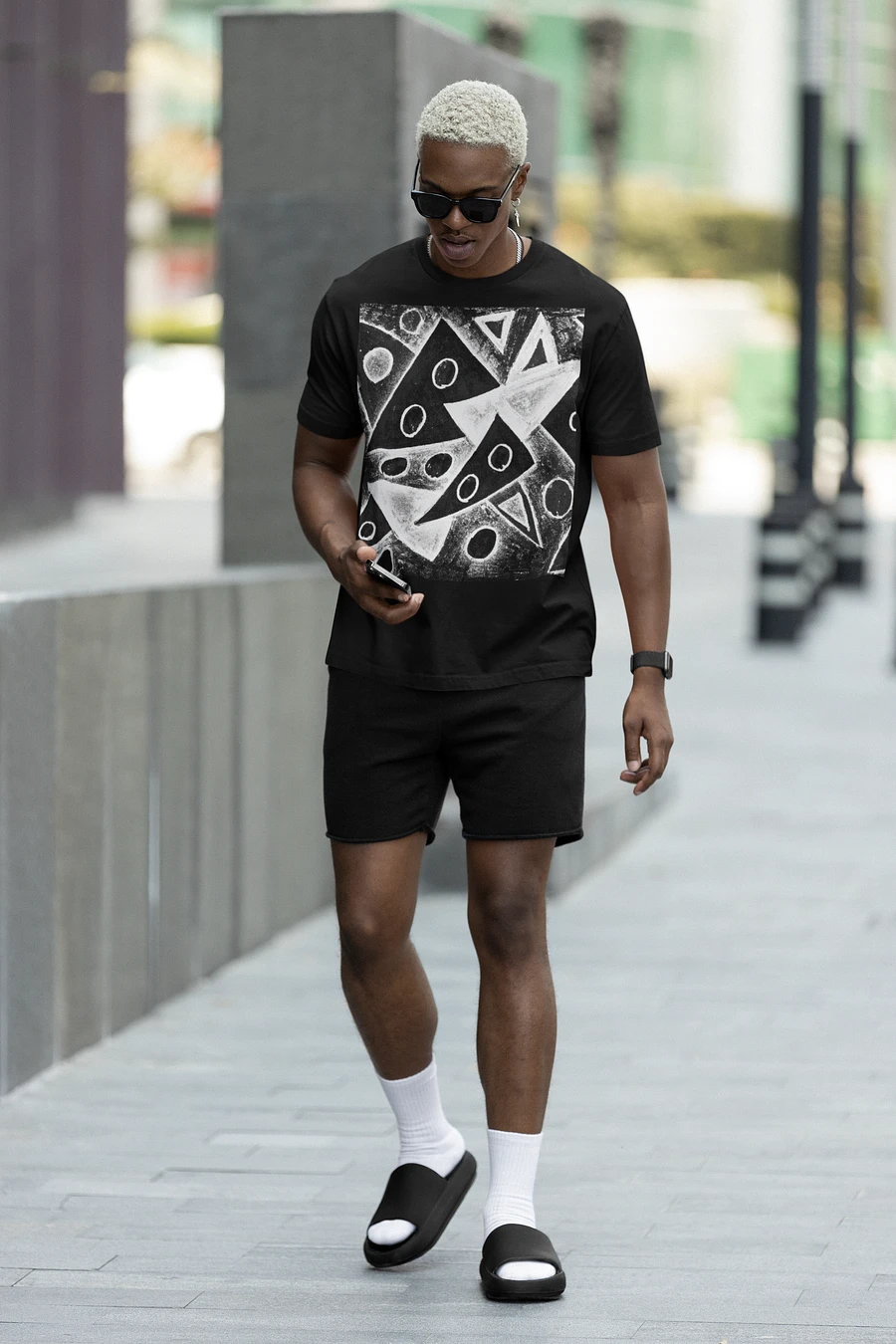 Abstract Black and White Triangles Unisex T Shirt product image (1)