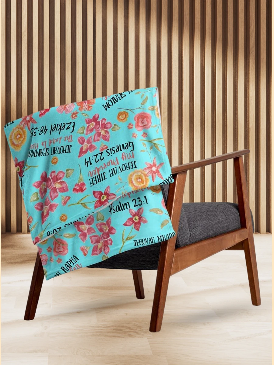 Teal Floral Names Of God Blanket product image (1)