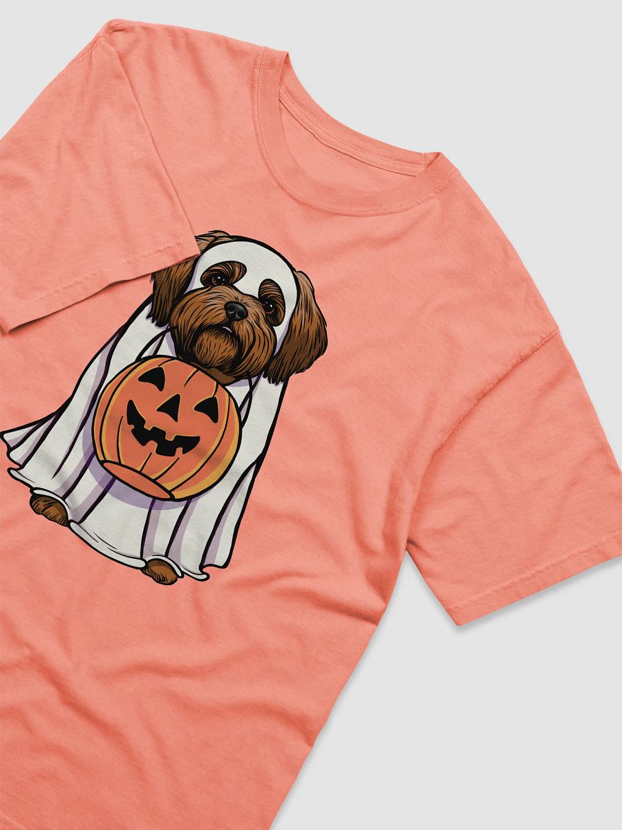 Funny Halloween Shih Tzu(Red) T-Shirt | Funny Dog Wearing a Ghost Costume and Holding a Pumpkin Basket product image (24)