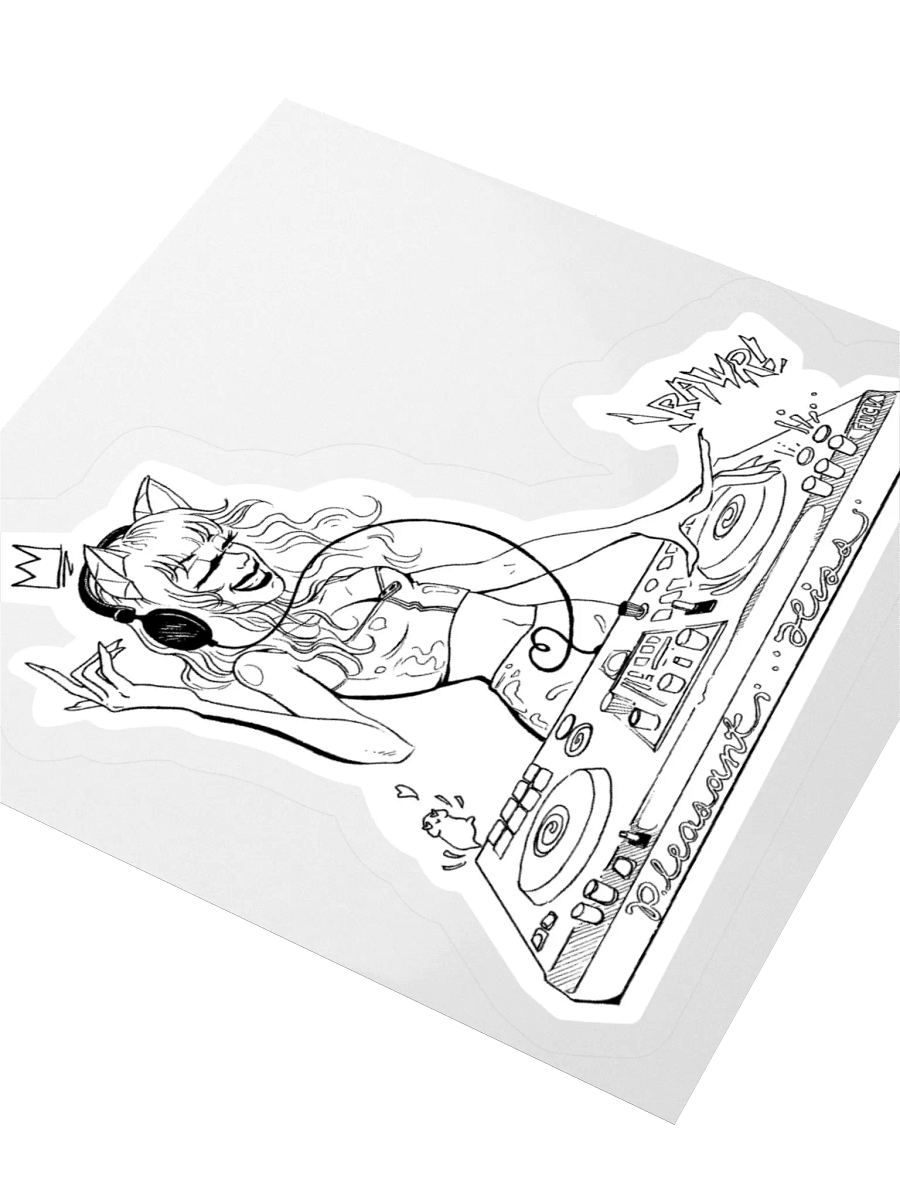 Catgirl B/W Sticker product image (7)