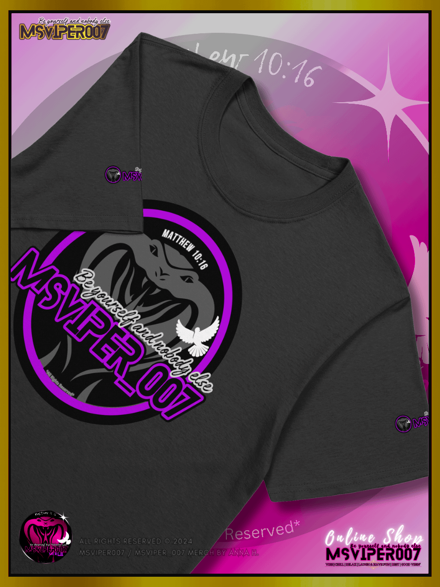 T-Shirt - "MsViper_007™ Brand Classic [purple/blk emblem] Support&Sport" - Streetwear/Cozy Lightweight T-Shirt By Anna H. product image (3)